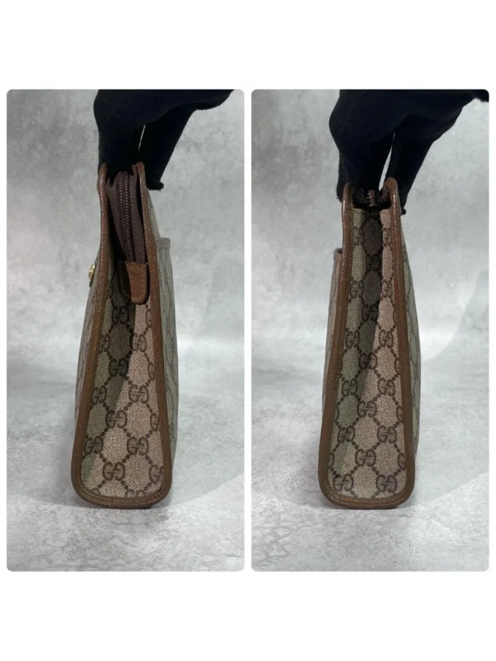 Gucci GG Clutch Brown Second Leather Logo